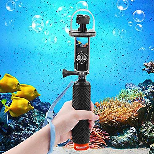 riuty Action Camera Waterproof Cease Plastic Diving Waterproof Shell Underwater Case Floating Rod Selfie Stick for DJI OSMO Pocket Sports Camera(Orange) 5