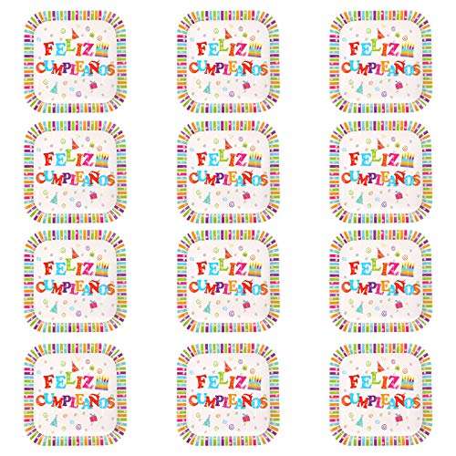 VALICLUD 30pcs 9 inch Happy Birthday Rainbow Party Supplies Feliz Cumplea±os Paper Dessert Plates for Kids 5