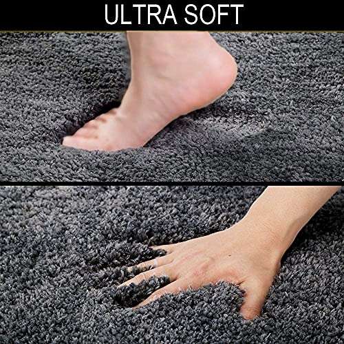 BSPS | Grey Bath Mats for Bathroom Non Slip Ultra Thick and Soft Shaggy Plush Striped Floor Mats Bath Rugs Set, Microfiber Door Mats for Kitchen/Living Room ( Pack 1 Size 40x60 cm ) 4