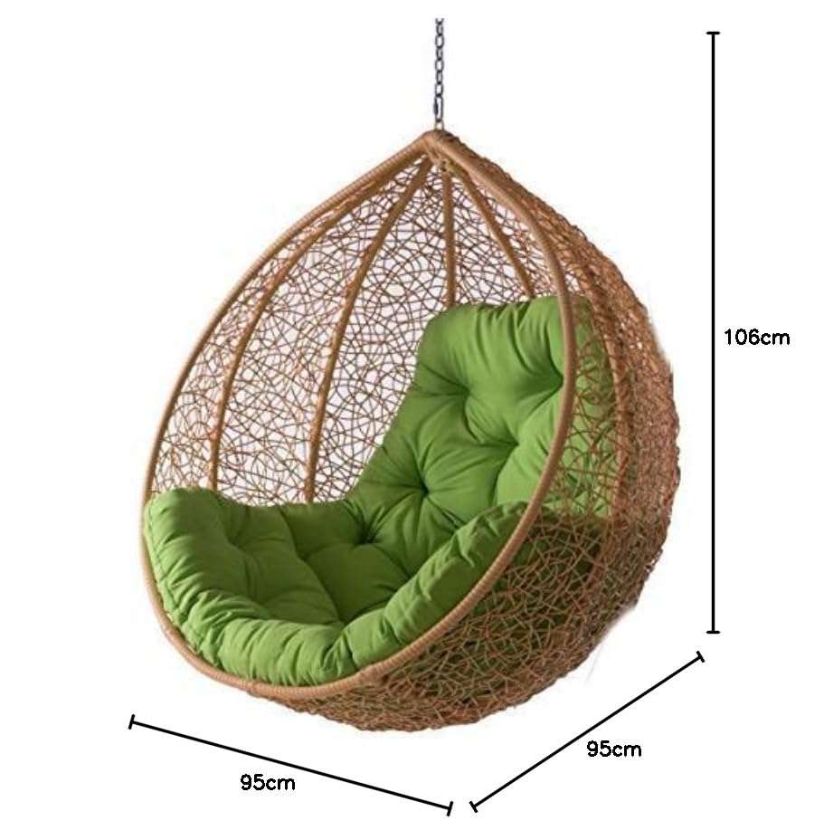 Credenza Egg Design Portable Indoor/Outdoor Swing Chair for Home Furniture (Green) 4