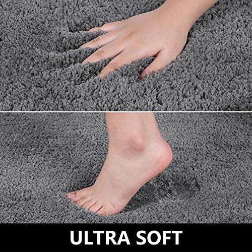 BSPS || (2 Pieces) Shaggy Doormat for Bathroom | Bedroom | Washroom | Living Room | Main Gate | Patio | Indoor | Outdoor | Kitchen | Bathmat Set of 2 ( Grey ) Anti-Skid No. 019 4
