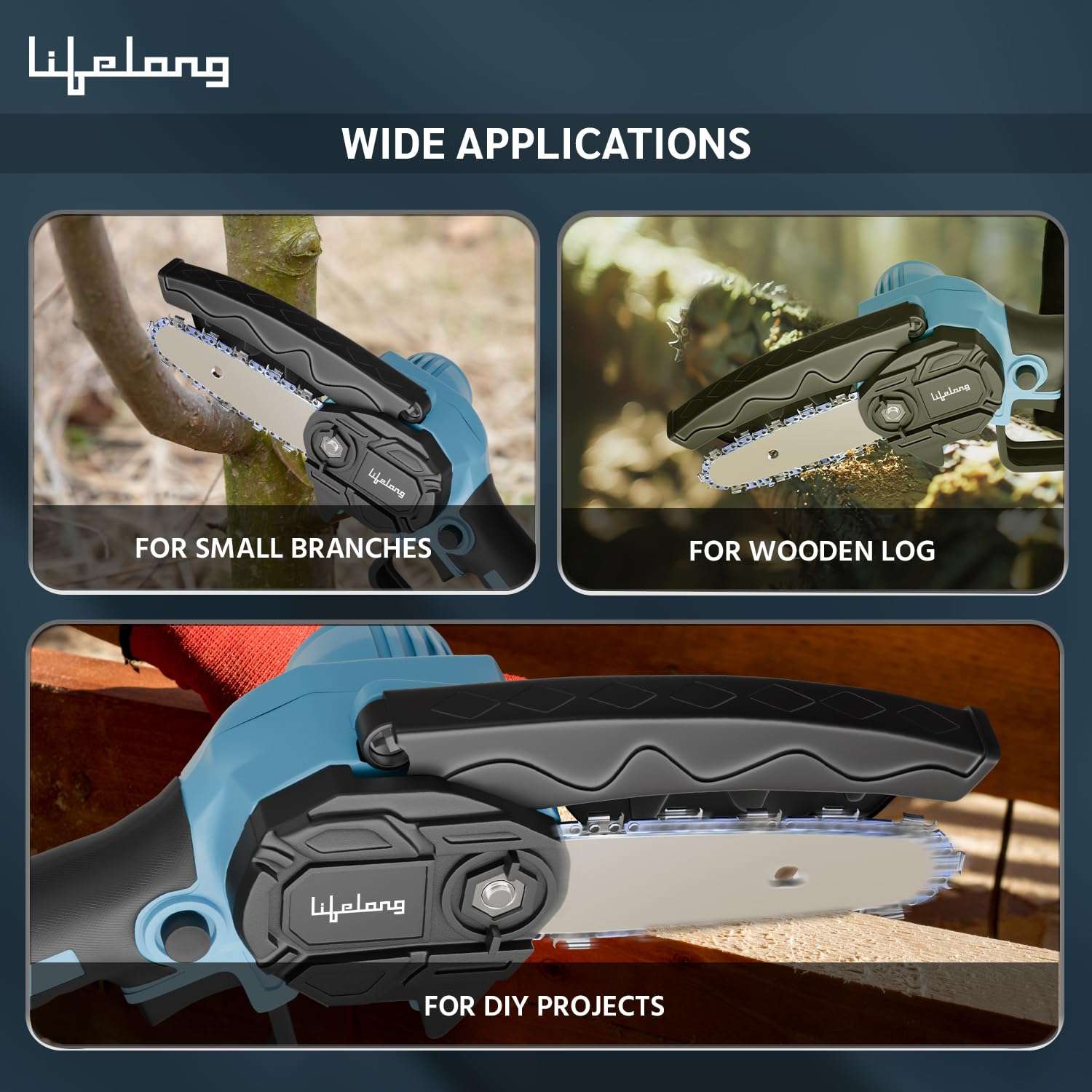 Lifelong Cordless Mini Chainsaw for wood cutting| 21V Battery |One Hand Lightweight| Battery Powered | Wood Cutting | Tree Trimming | Chainsaw Machine 6