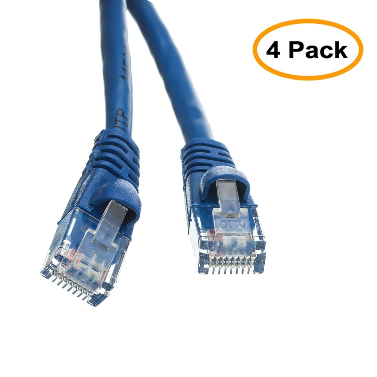 50 FT (15.2M) Cat5e Networking Ethernet UTP Patch Cable, 350Mhz, (50 Feet/15.2 Meters) Cat 5e Snagless Molded Boot Cable for PC/Router / PS4 / Xbox/Modem Blue ED740566 (4 Pack) 2