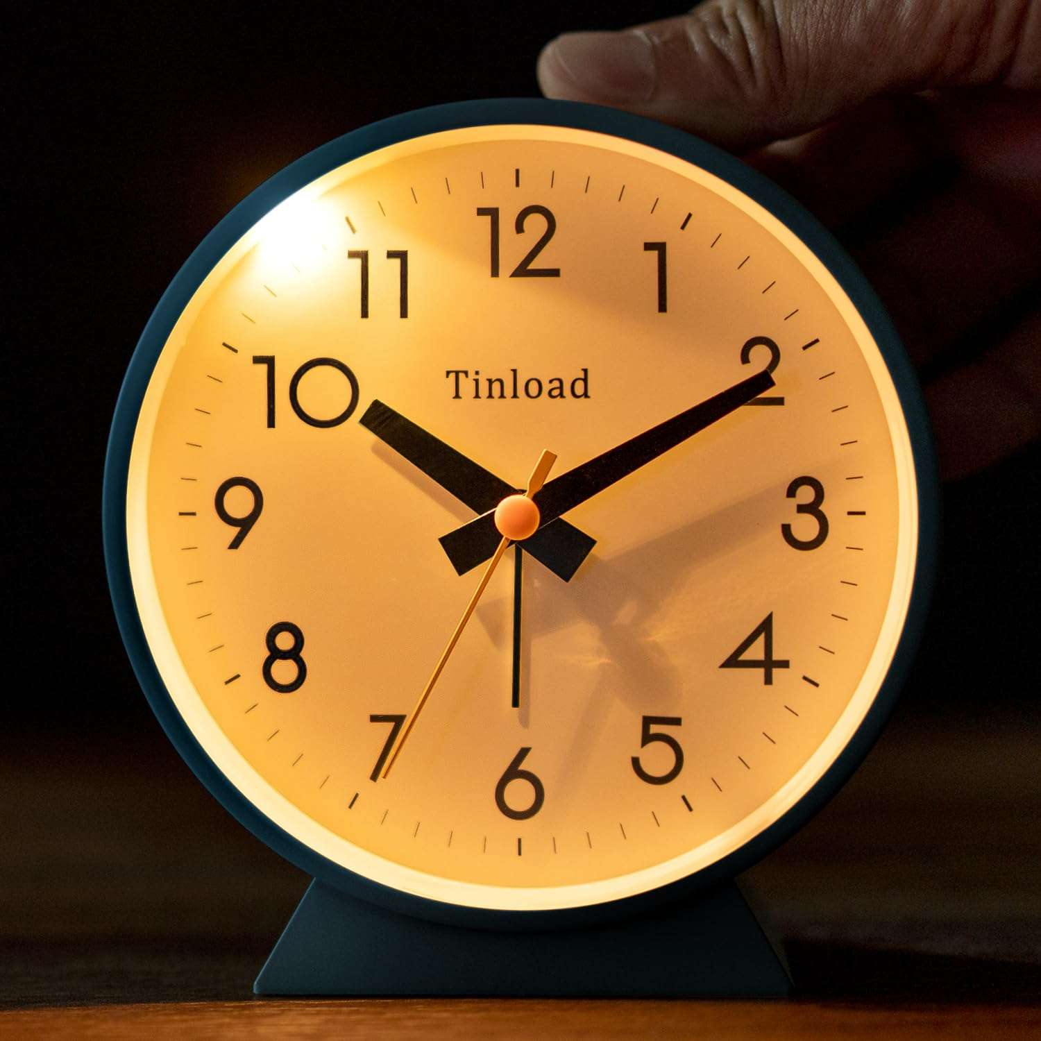 Tinload 4.5" Battery Operated Antique Retro Analog Alarm Clock, Small Silent Bedside Desk Clock with Manual Light, Battery Operated, Snooze, for Living Room, Bedroom, Bedside, Desk(Dark Green) 6