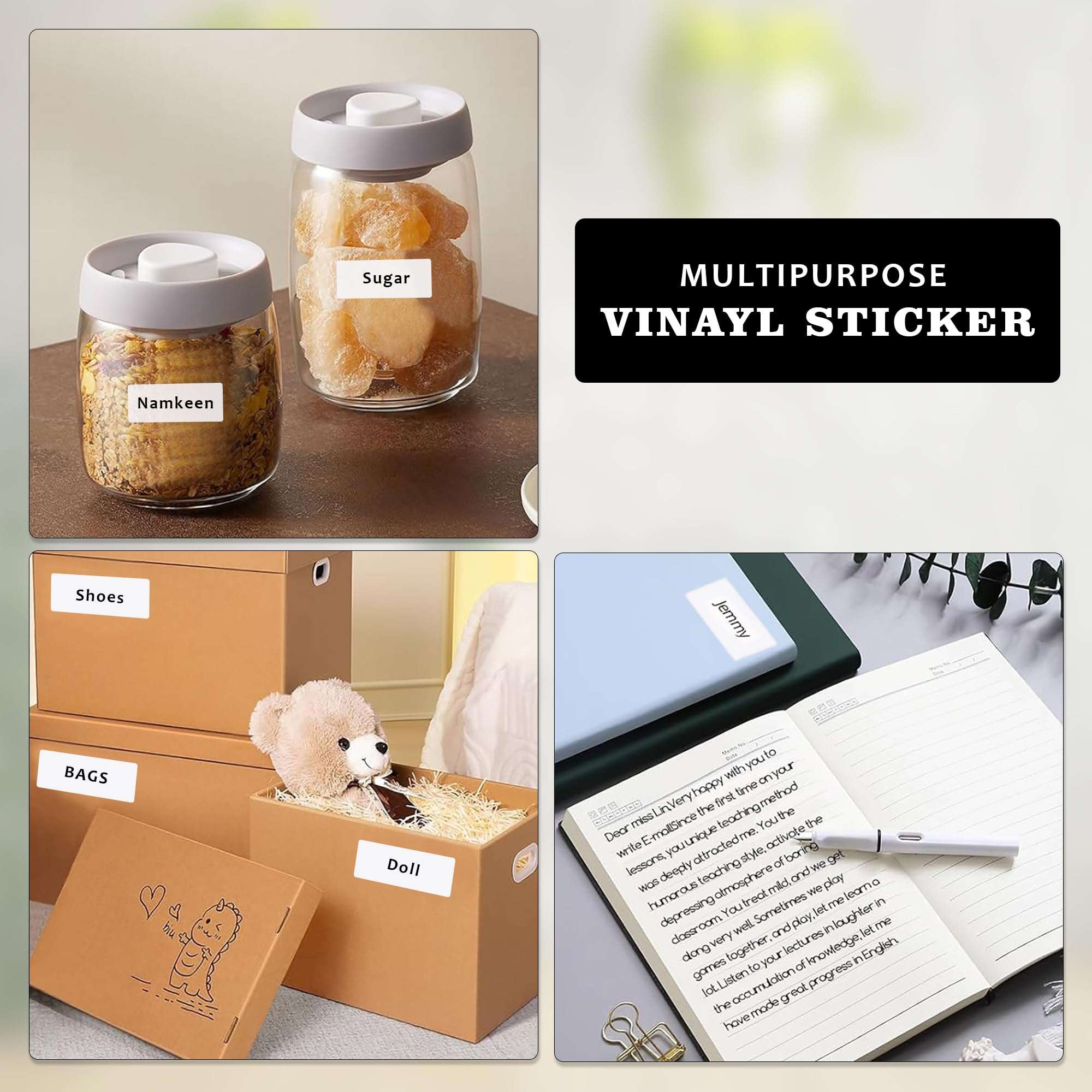 GLUN 200 Labels Sticker Non-Tearable White Vinyl Glossy Label, 25 X 50 Mm Size Printable Label Pack of 200 Stickers 6