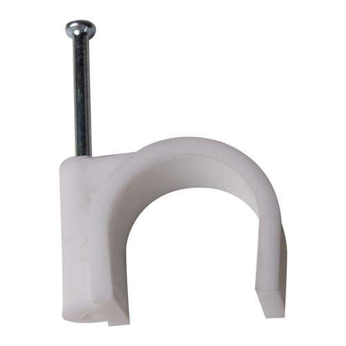 Elegant Casa Cable Clip with Galvanized Metal Nail Loop Clamps for Wire Plastic Circle Hook, Wall Self Wire Holder Cord Organizer Management Cable Binder Strap Size 20 Mm 100 Pieces Pack, Color White 2