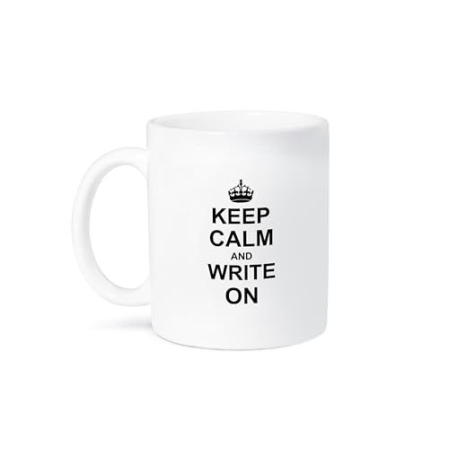 3dRose Keep Calm and Write on - carry on writing - Author pHD thesis Writer gifts fun funny humor humorous 11oz Mug