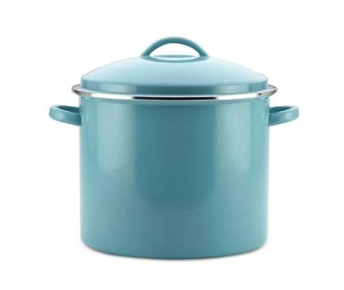 Farberware Enamel on Steel Stock Pot/Stockpot with Lid - 16 Quart, Aqua Blue 6