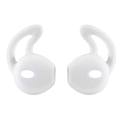 D & K Exclusives Ear Hook Covers for Earbud Headphones, Noise Isolation Anti-Slip Silicone Earbuds/Ear Plug Tips 3 Pair Cover Tips Accessories Compatible Headset MNHF2AM/A (White 6PCS) 3