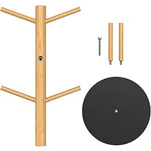 Wisuce Bamboo Coffee Mug Holder Tree, Thicker Base Coffee Cup Holder Stand for Counter, Mug Rack with 6 Hooks 5