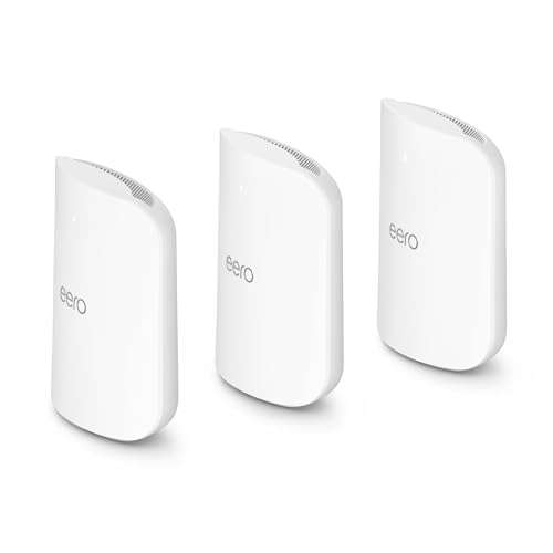 Amazon eero Max 7 mesh wifi system (newest model) - Supports internet plans up to 10 Gbps, Coverage up to 7,500 sq. ft., Connect 750+ devices, 3-pack 1