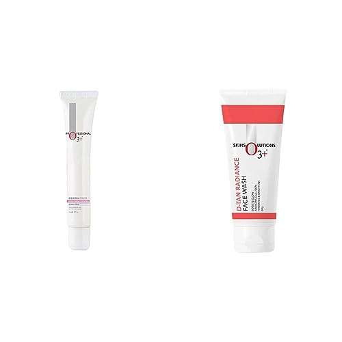 O3+ Eye Circle Cream - Brightening & Whitening for Dark Circles, 15g & O3+ D-Tan Radiance Face Wash With Vitamin C Glowing Skin and Deep Cleanses and Unifies Skin Tone 60gm Combo 1