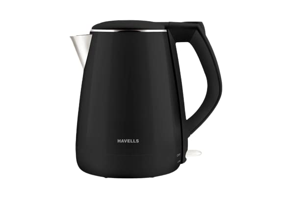 1.2 LTR Double Wall Kettle/Stainless Steel Inner Body/Cool Touch Outer Body 1500 W Electric Kettle (Black) 1