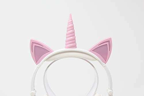 Gabba Goods Premium LED Light Up in The Dark Unicorn Over The Ear Comfort Padded Stereo Headphones with AUX Cable | Earphone Gift- White 3