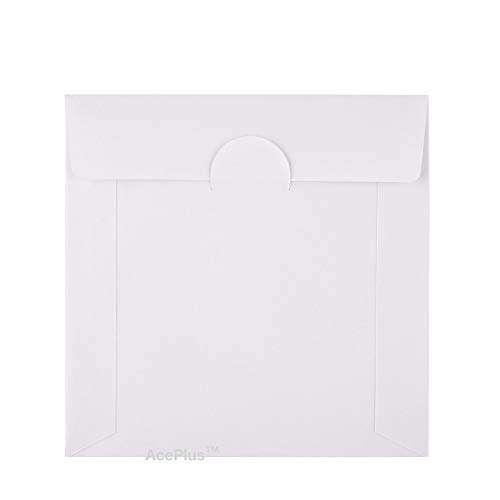 AcePlus 100 Mini White Paper Sleeves for Mini Disc - Envelopes with Sleeves with Clear Window and Flap 3