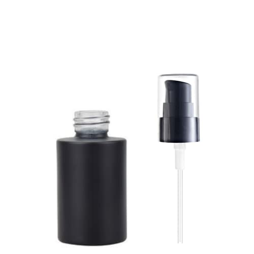 Devinez Multipurpose Premium Flat Shoulder Black Color Round Glass Bottle, 30 ml with Lotion Pump with Cap (Pack of 6), for Serum, Essential Oils, Blends, Skin Care, Travel, Toners, Cosmetic & DIY 2