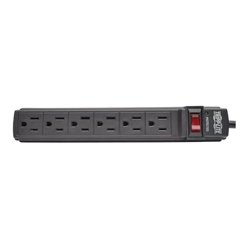 Tripp Lite 6 Outlet Power Strip NEMA 5-15R 6-ft Cord 5-15P Black Housing (PS66B) 1