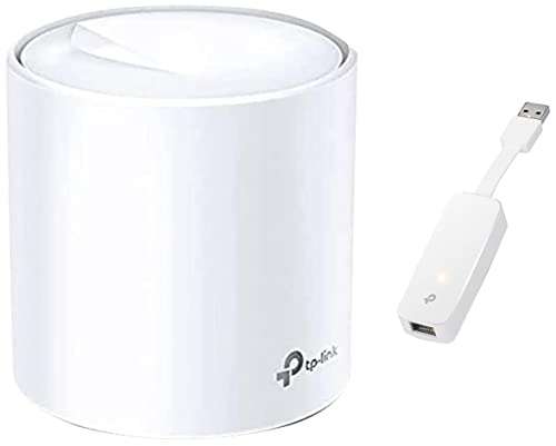 TP-Link Deco X20(1-Pack) AX1800 Whole Home Mesh Wi-Fi System, Next-Gen Wi-Fi 6 & UE300 USB 3.0 to RJ45 Gigabit Ethernet Network Adapter - Plug and Play 1