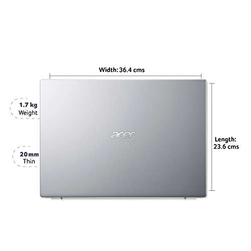 Acer Aspire 3 Intel Core i3 11th Generation 15 inches(39cm) Business Laptop (4 GB/256 GB SSD/Windows 10 Home/UHD Graphics /1.7Kg/Silver) - A315-58 3