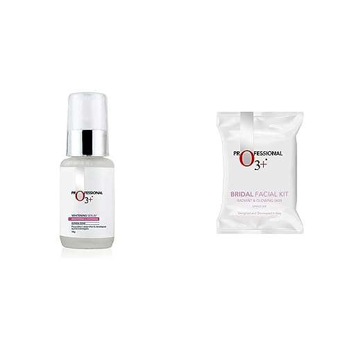 O3+ Whitening Serum for Pigmentation Control and Skin Brightening, 50ml & O3+ Bridal Facial Kit for Radiant & Glowing Skin - Suitable for All Skin Types (120g, Single Use) Combo 1
