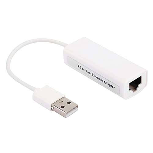 USB to Ethernet Adapter,Computer Network Card USB2.0 Ethernet Adapter RJ45 White ABS RTL8152B Chip Computer External Network Card 1