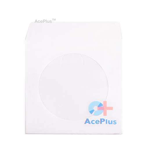 AcePlus 100 Mini White Paper Sleeves for Mini Disc - Envelopes with Sleeves with Clear Window and Flap 1