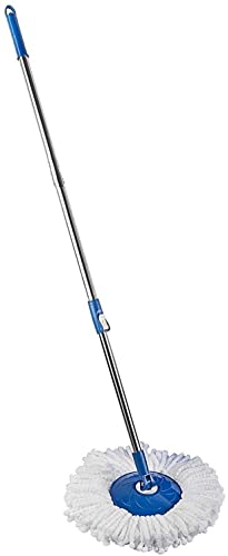 LAGET® Stainless Steel and Plastic Mop Rod Stick with 360 Degree Rotating Pole with 1 Refill (Standard Size; Multicolour)