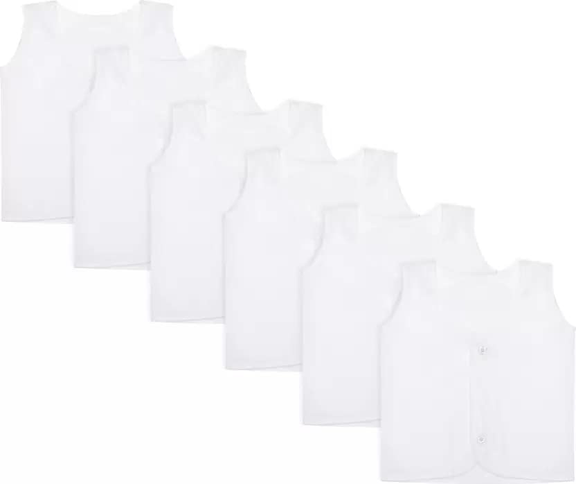 PARTY MIDLINKERZ Vest For Baby Boys & Baby Girls Cotton White (Pack of 3) 1