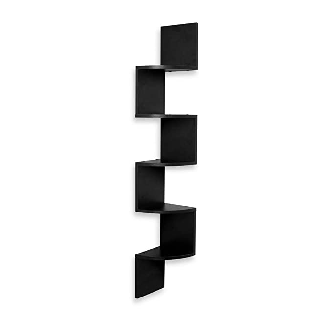 Wooden Cave Corner robustic L-Shape Shelf for Bathroom, Kitchens, Living Room |Bathroom and Kitchen Accessories Set for Home (Black) 4