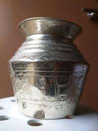 Brass Ghada Silver Design Metal Pooja Kalash Chambu Lota Brass Silver Coated Kagu (Size-14) Capacity 3.6 LTR 4