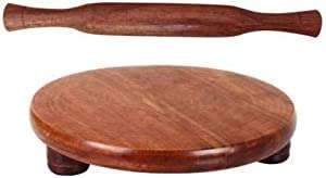 Anaya Afroz Wooden Chakla,Serving Board, Round Chakla, Perfect for Making Chappati at home, Wooden Roti/Chapati Maker, Wood Rolling Board and Rolling Pin Set 1