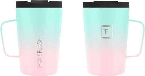 IRON °FLASK Grip Novelty Coffee Mug - Leak Proof, Vacuum Insulated Stainless Steel Bottle, Double Walled, Thermo Travel, Hot Cold, Water Metal Canteen - Bubble Gum, 12 Oz - Rubber Bottom 3