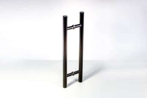 KEYTIGER 12" Long Two-Sided Stainless Steel Matte Black Door Handles Modern Front Door Handle Pull for Commercial Glass Doors Sliding Wooden Barn Doors Interior Exterior Pulls, Round Cylindrical Bar 3