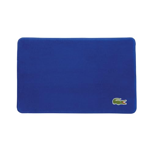 Lacoste Memory Foam Bath Rug – Ultra Soft Fleece Bathroom Mat with Embroidered Crocodile Logo, Super Absorbent, Non-Slip Backing, Machine Washable, Plush & Stylish 19"x30" – Surf Blue