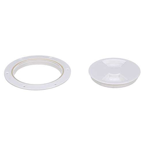 Attwood 12790-3 Deck Plate Inspection Port, 4-Inch Diameter, White ABS Plastic Construction, Pre-Drilled Flange 6