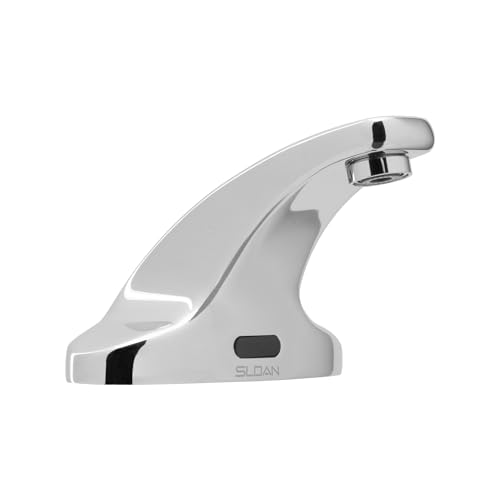 Sloan SF-2350 Sensor Activated Touch-Free Faucet, Commercial Grade with Mounting Hardware - 0.5GPM Battery-Powered Deck-Mounted Mid Body, Polished Chrome Finish, 3362119 3