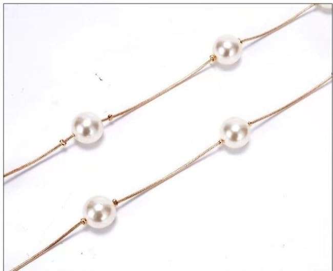 Generic Gold Pearl Body Chain, Waist Line Faux Pearl Body Chain, O/S 6