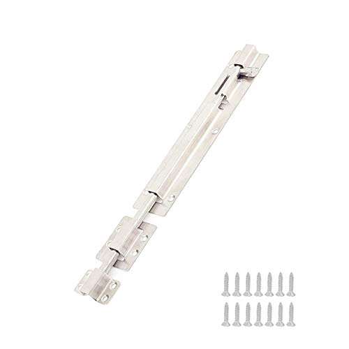 Stainless Steel 12-inch Long Stainless Steel Door Latch Sliding Lock Barrel Bolt w Screws Set 1