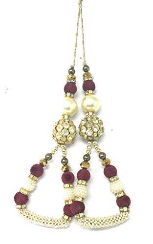 Inhika Set of 2 Latkan Hanging for Blouse, Maroon, 18cm Long
