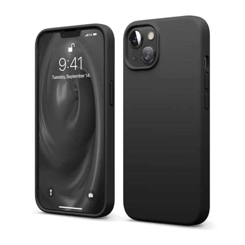 Necesories® Liquid Silicone Case Compatible for iPhone 14 Plus Case,Full Body Protective Cover, Shockproof, Slim Phone Case, Anti-Scratch Soft Microfiber Lining, 6.7 inches (Black) 1