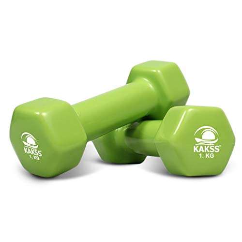 Kakss Vinyl Dumbbell (Pair) Fitness & Strength Dumbbells (Proudly Made in India) (1+1 = 2 KG, Multicolor) 2