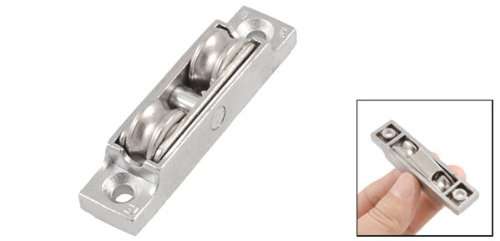 Sourcingmap a12101500ux0714 Metal Axles Window Pulley Door Sliding Two Rollers Wheel, 16mm, Silver Tone 2