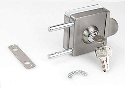 NUZAMAS Double Glass Door Lock 201 Stainless Steel, Square Brushed Finish with Handle, Single Open Frameless Door Hasps for 10-12mm Thickness Glass, Home Office Hotel Furniture Hardware 5