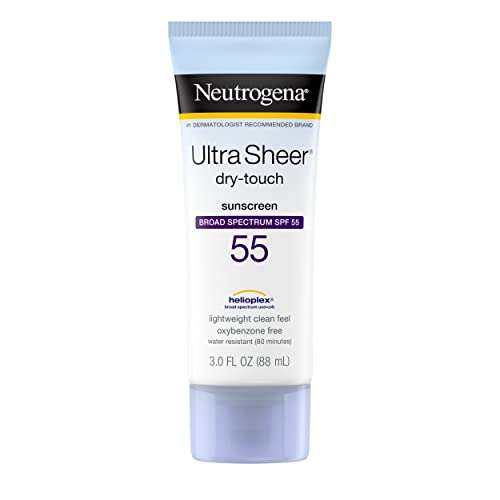 Neutrogena Ultra Sheer Dry-Touch Sunscreen Lotion, Broad Spectrum SPF 55 UVA/UVB Protection, Light, Water Resistant, Non-Comedogenic & Non-Greasy, Travel Size, 3 fl. Oz 1