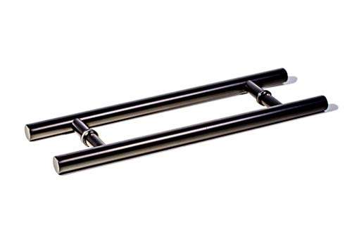 KEYTIGER 12" Long Two-Sided Stainless Steel Matte Black Door Handles Modern Front Door Handle Pull for Commercial Glass Doors Sliding Wooden Barn Doors Interior Exterior Pulls, Round Cylindrical Bar 1