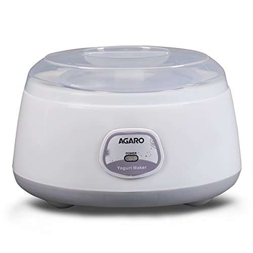AGARO Classic Portable Yogurt Maker, 1.2L Capacity, Electric, Automatic, Grey and White. 1