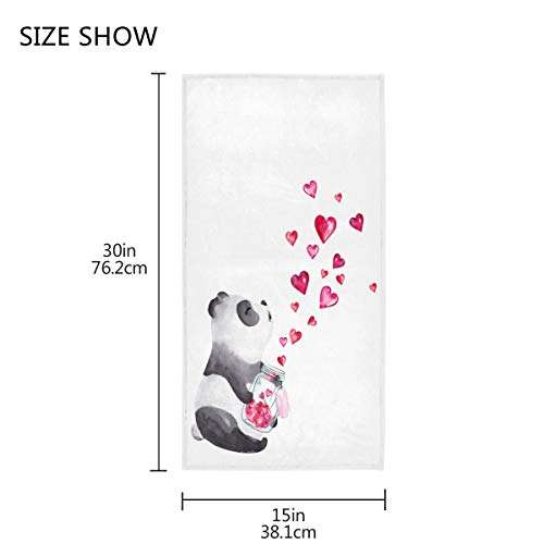 Wamika Cute Panda Hearts Hand Towels Valentines Day Face Towel Soft Thin Guest Towel Portable Kitchen Tea Towels Dish Washcloths Bath Decorations Housewarming Gifts 16 X 30 in 3