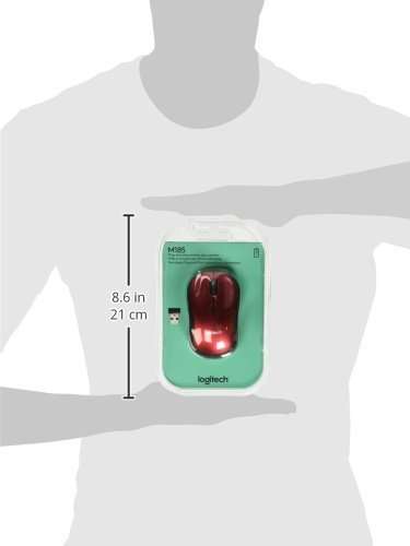 Logitech M185 Wireless Mouse, 2.4GHz with USB Mini Receiver, 12-Month Battery Life, 1000 DPI Optical Tracking, Ambidextrous, Compatible with PC, Mac, Laptop - Red 2