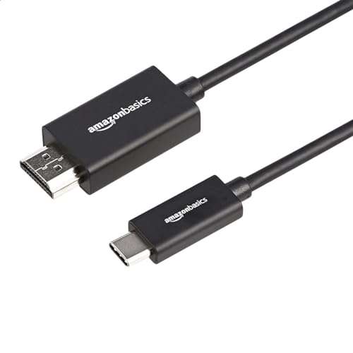 Amazon Basics Premium Aluminum USB-C (Source) to HDMI (Display) Cable Adapter (Thunderbolt 3 Compatible) 4K@60Hz, 6-Foot, Black 1