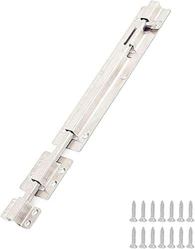 Stainless Steel 12-inch Long Stainless Steel Door Latch Sliding Lock Barrel Bolt w Screws Set 1
